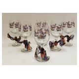 Set of Six Halloween Trick or Treat Wine Glasses