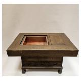 Vtg 60s Japanese Wooden Hibachi Table With Drawers