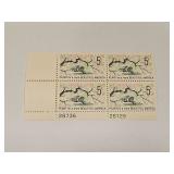 1966 US Plate Block Mint 5 Cent Stamps