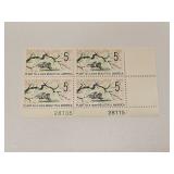 1966 US Plate Block Mint 5 Cent Stamps