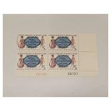 1966 US Plate Block Mint 5 Cent Stamps