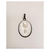 Vintage Sterling Silver & Etched Angel Pendant
