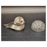 Vintage Clear Glass Bird & Snowflake Paper Weights