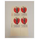 1966 US Plate Block Mint 5 Cent Stamps