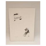 Original Drawing Vintage Car & Cowboy Signed