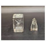 Vintage Glass Cube Hologram & Glass Object