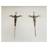Two Vintage Crucifixes Brass