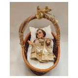 Vtg Religious Statue Hand Painted Spain In Basket