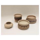 Signed Stonewear Pottery With Candles Lot