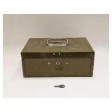 Vintage Green Metal Lock Box W/ Key
