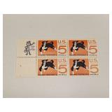 1966 US Plate Block Mint 5 Cent Stamps