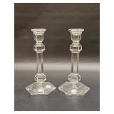 Vtg VAL ST LAMBERT 'GARDENIA' Crystal Candlesticks