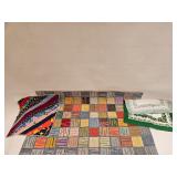 Vintage Hooked Rug Mini Quilt & Linen