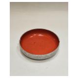 Vintage 70s Aluminum & Orange Enameled Ashtray