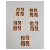 1966 US Plate Block Mint 5 Cent Stamps