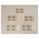 1964 US Plate Block Mint 5 Cent Stamps