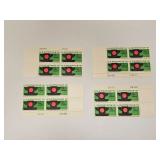 1965 US Plate Block Mint 5 Cent Stamps