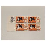1966 US Plate Block Mint 5 Cent Stamps