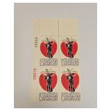 1966 US Plate Block Mint 5 Cent Stamps