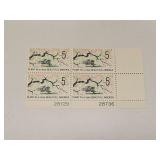 1966 US Plate Block Mint 5 Cent Stamps