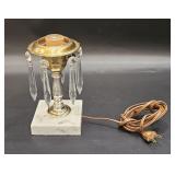 Vintage Table Light Marble Base & Crystals