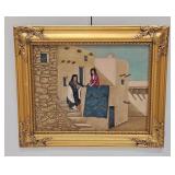 Vintage Signed G Stewart Taos Pueblo Painting