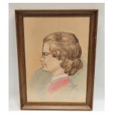 Vintage Mid Century Signed Colored Drawing