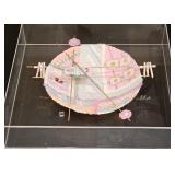 Vintage Artist Signed Paper Bowl Art In Lucite Box