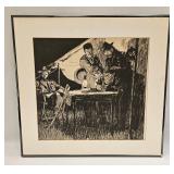 Vintage Print Civil War Night View With Men