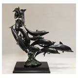 SPI Gallery Pod of 13 Dolphins Sculpture Brass