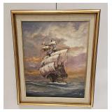 Vintage W. Neudorff Maritime Ship Painting