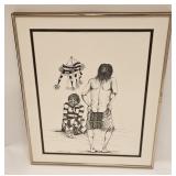 Vtg Signed Drawing Of Koosa Clowns Getting Dressed
