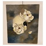 Vintage Unsigned Oil On Canvas Flowers