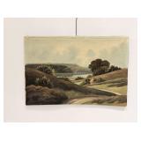 Antique Rolling Hills Landscape Unsigned