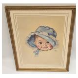 Vintage Mid Century Baby Litho Print