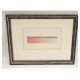 Vintage Framed Abstract Lithograph Unsigned