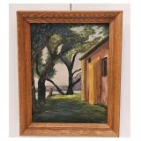 Vintage 1950 Oil On Board Landscape Artist Signed