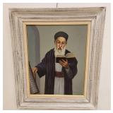 VINTAGE POLISH JEWISH RABBI PAINTING SIGNED