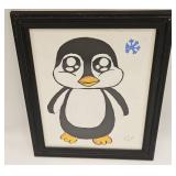 Signed Whimsical Penguin Painting