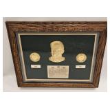 Vintage John F Kennedy Plaque & Coins 24KT Plated