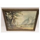 Vtg Chromolithograph Albert Bierstadt Landscape