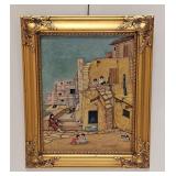 Vintage Signed G Stewart Taos Pueblo Painting