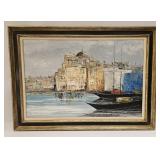 Vintage Ludwig Kohn Harbor View Painting