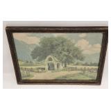 Old Chromolithograph Print Landscape