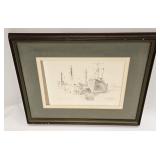 Vintage Boats In Port Print Newport Wharf
