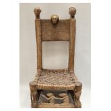 Vtg African Figural Carved Wood Low Tribal Chair