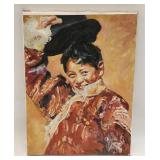Vtg Portraiture Of Indigious Young Boy Painting