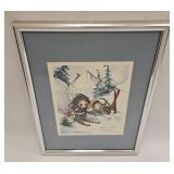 Vintage Signed & Numbered Print Ski View