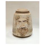 Vintage Studio Pottery Canister Mans Face Design
