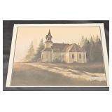 Vintage Church In Woods Print